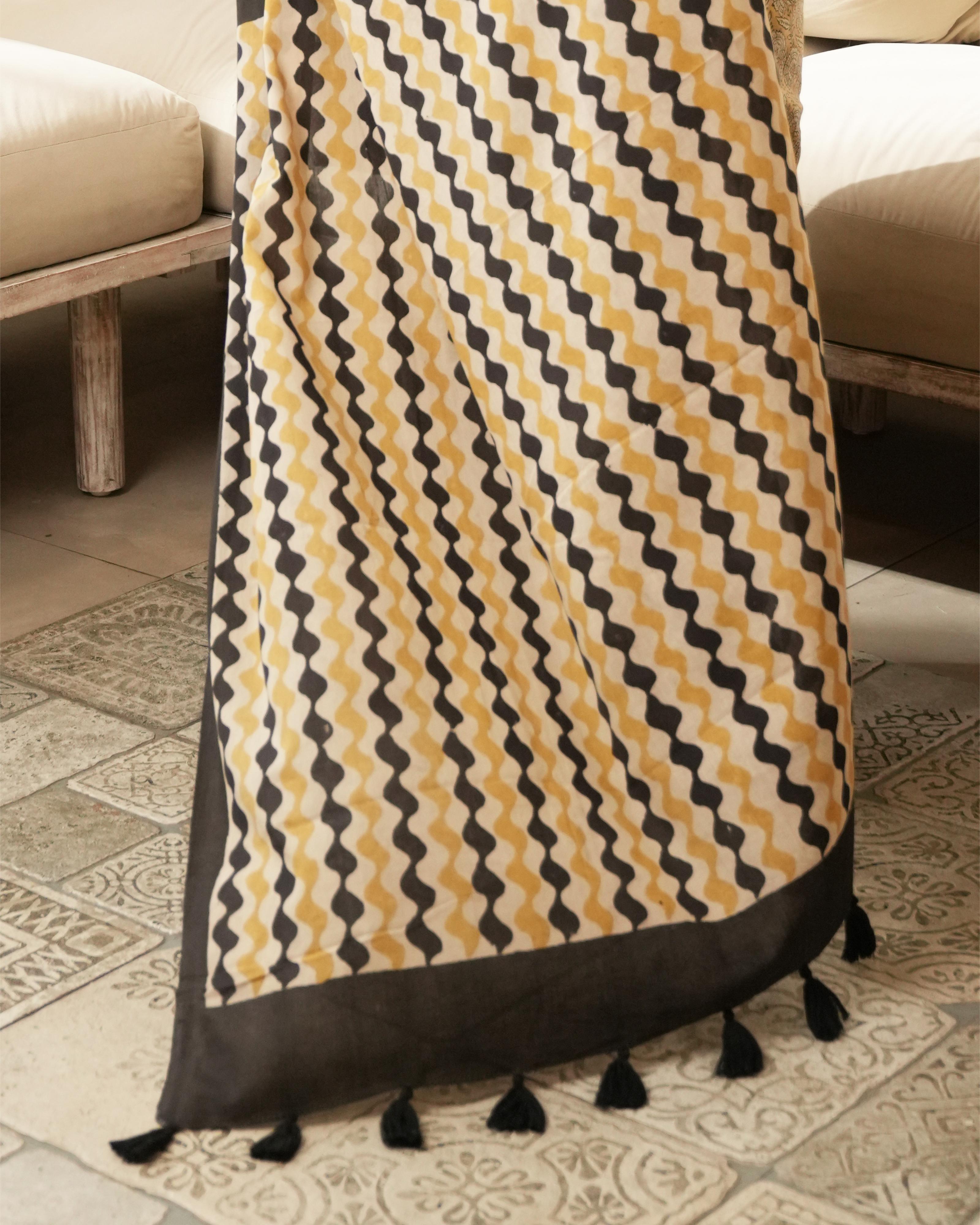 Bagru Print Mul Cotton Saree | Mustard Jaal for Everyday Wear & Cultural Events