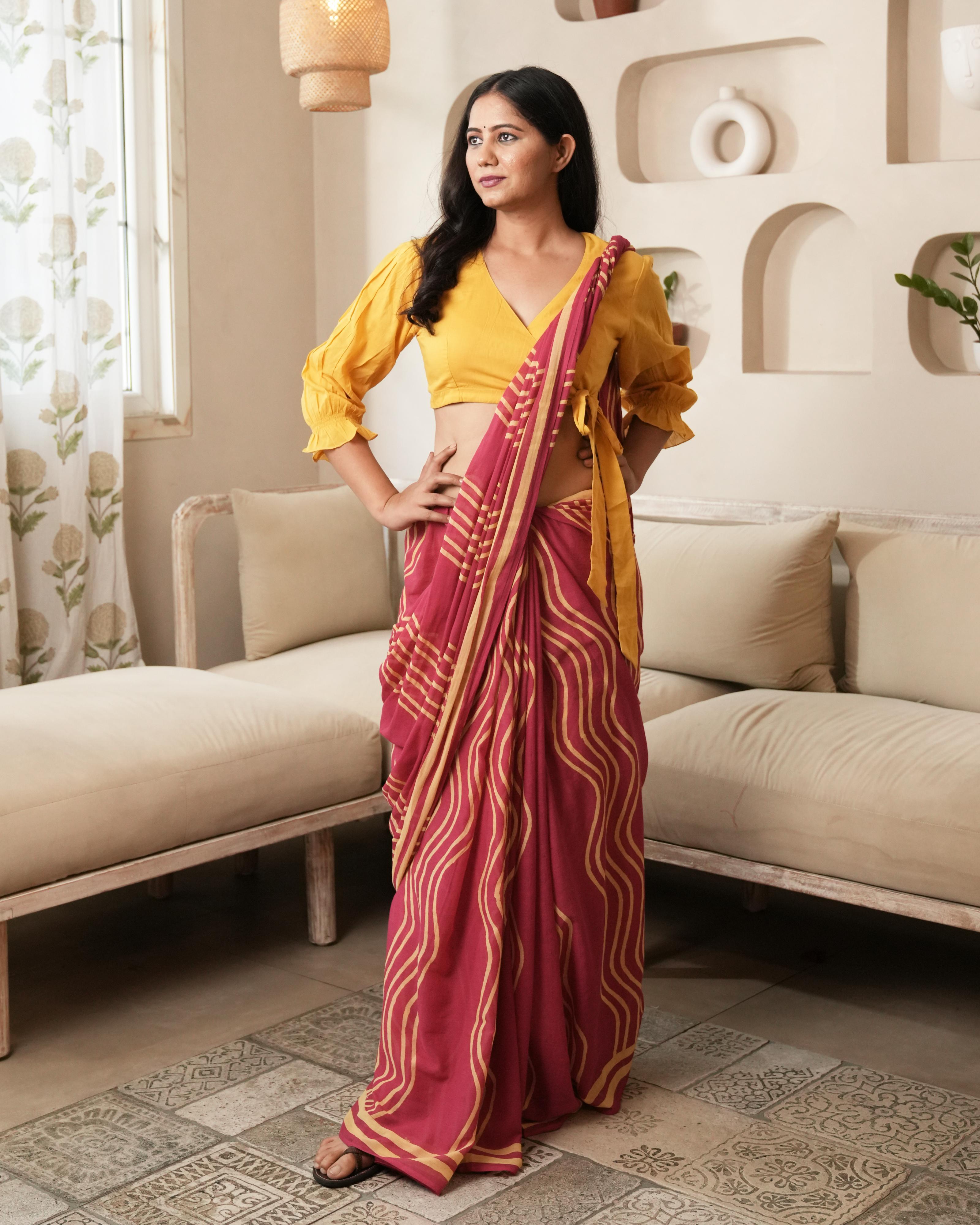 pink mulmul cotton saree