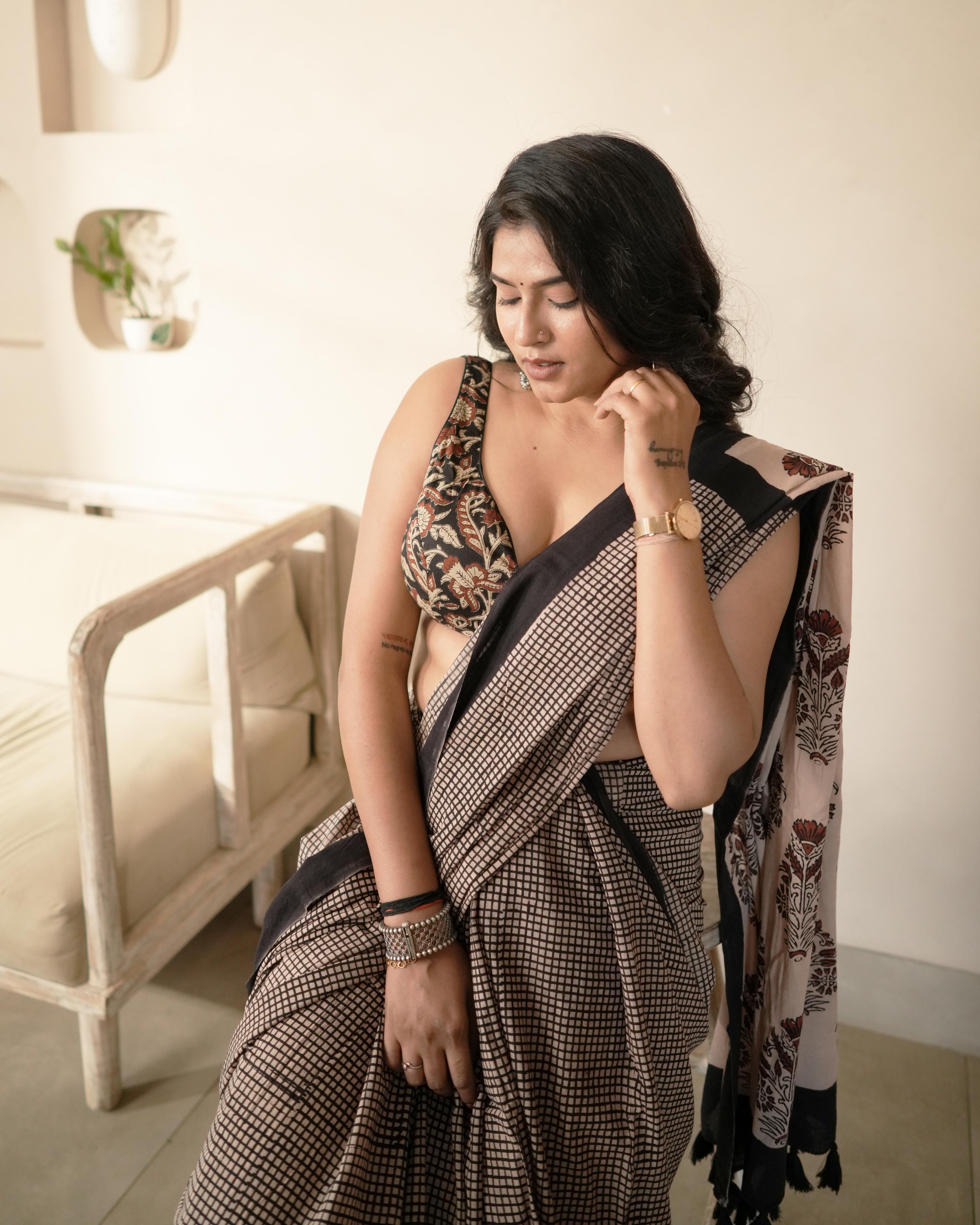 black cotton ethnic saree