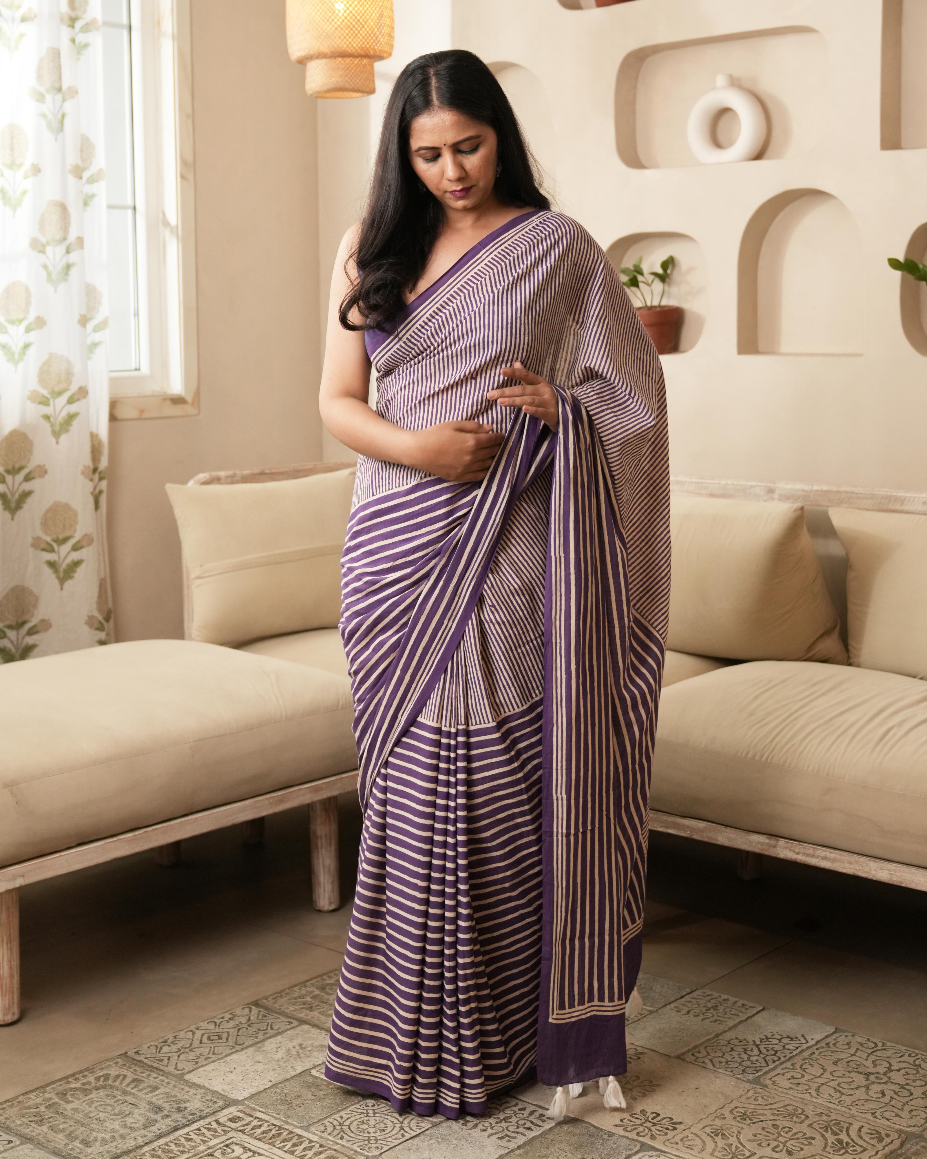 violet cotton saree online