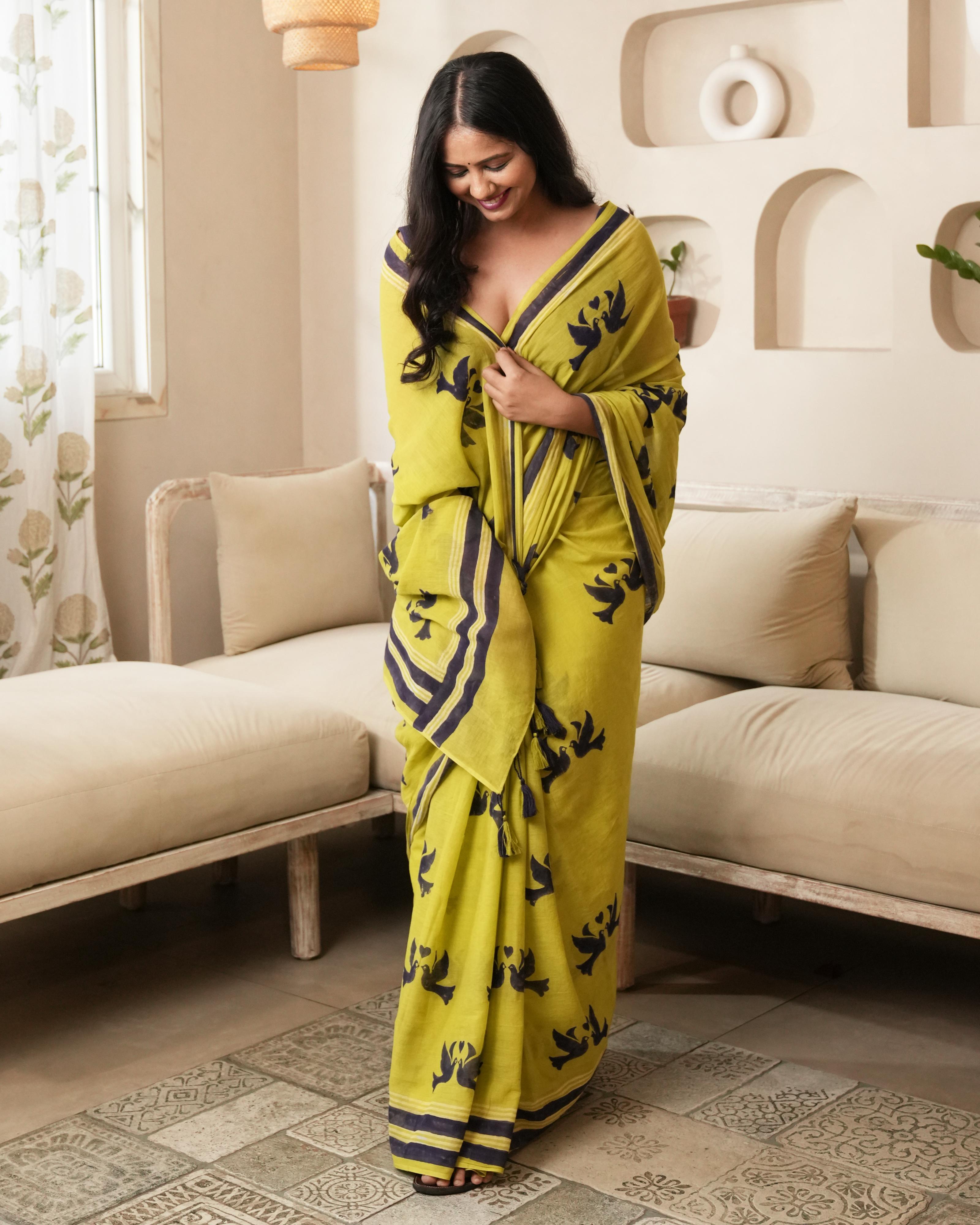 artistic hand block saree