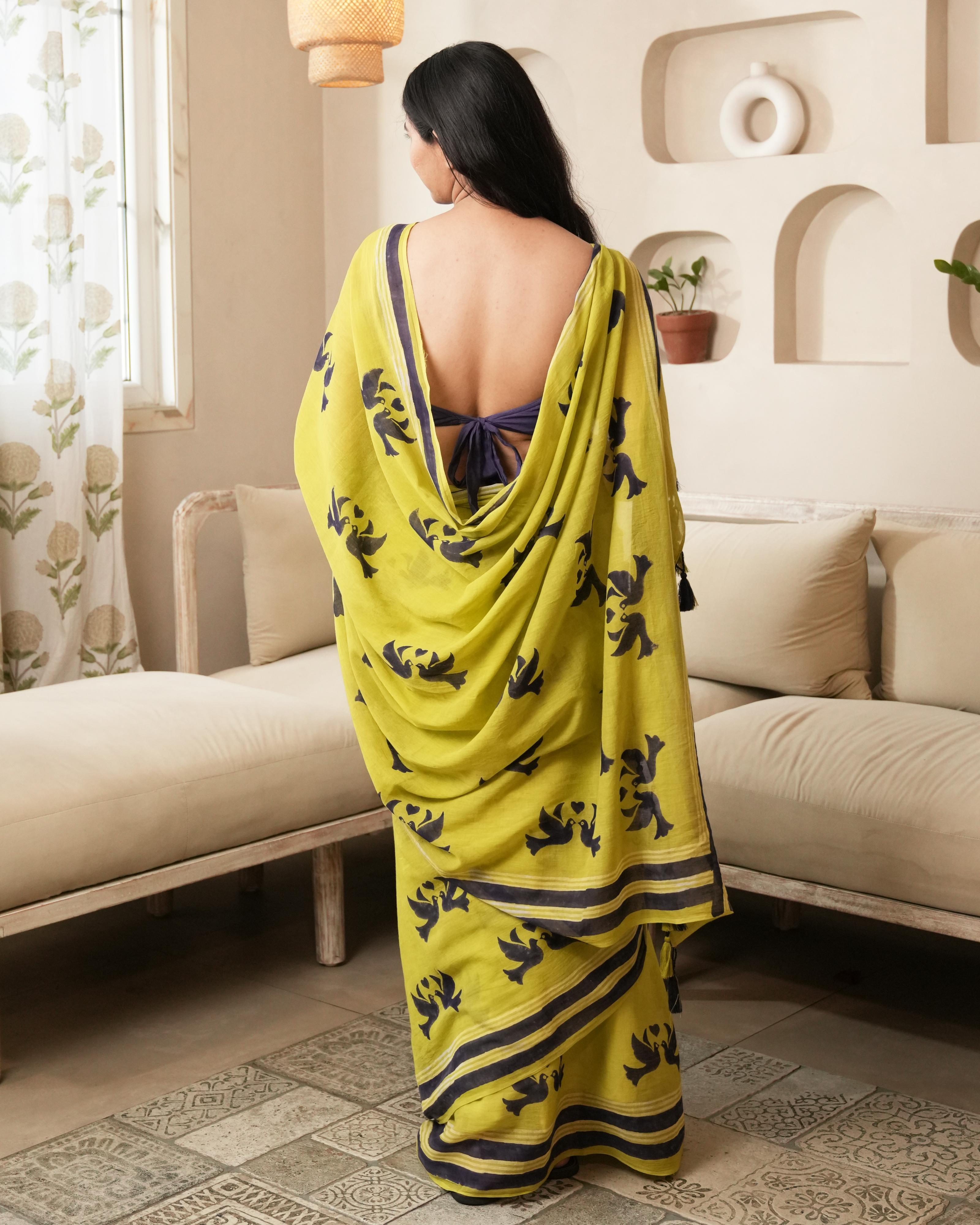 green ethnic cotton saree